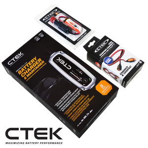 CTEK シーテック バッテリー チャージャー 最新 新世代モデル MXS5.0 正規日本語説明書付 シガープラグ型充電ケーブル+延長ケーブルセット