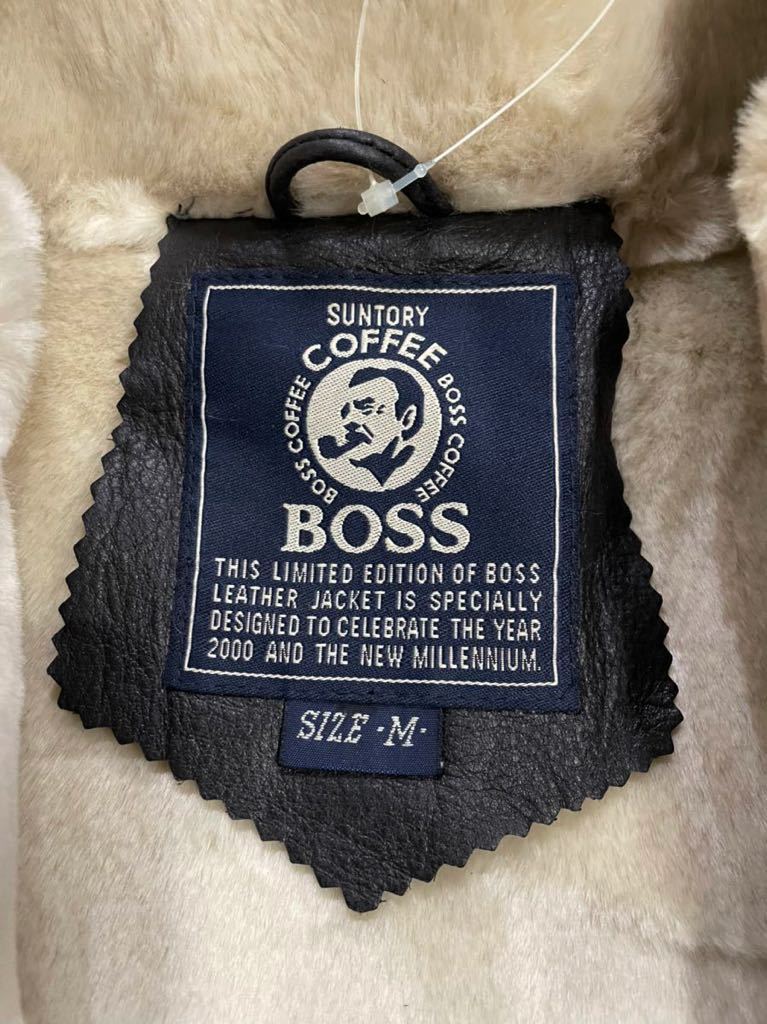 新品タグ付き 保管品 非売品 SUNTORY BOSS 本革 牛革 B-3 フライト 