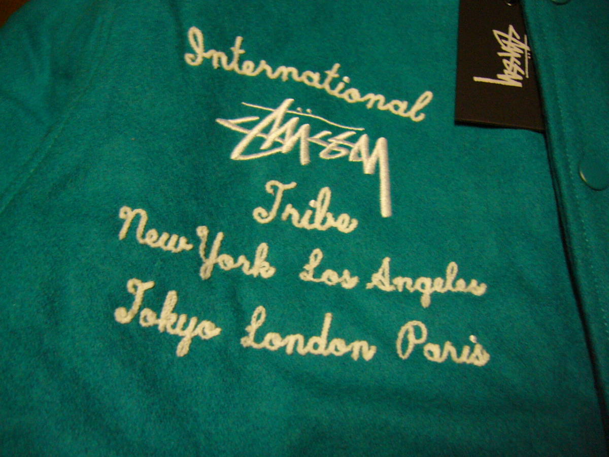 希少【Stussy】スタジャン☆ターコイズ色☆XL☆ビッグエス☆レターマン