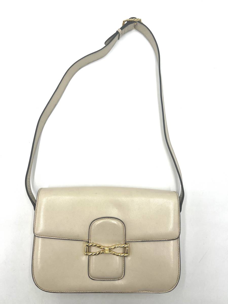 希少 CELINE セリーヌ ヴィンテージ ショルダーバッグ ベージュ 