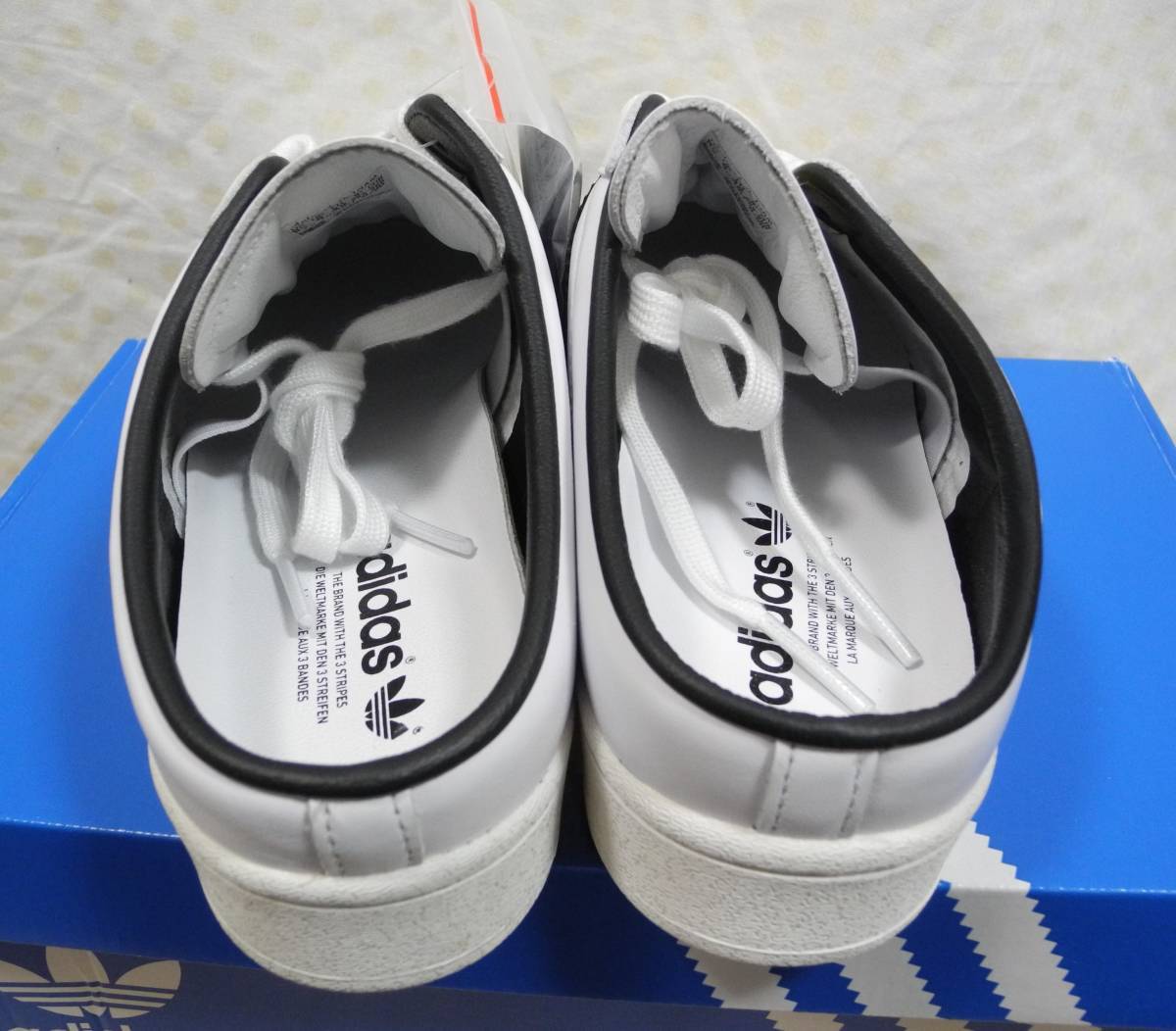 新品 26.0 黒 スーパースター ミュール 白×黒 アディダス ホワイト 