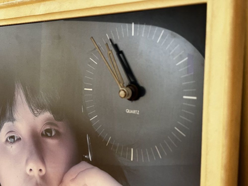 稼働品 Technics 薬師丸ひろ子 ポスター 特大パネル 時計 ☆【昭和レトロ】 テクニクス 薬師丸ひろ子時計付きパネル サイン入り