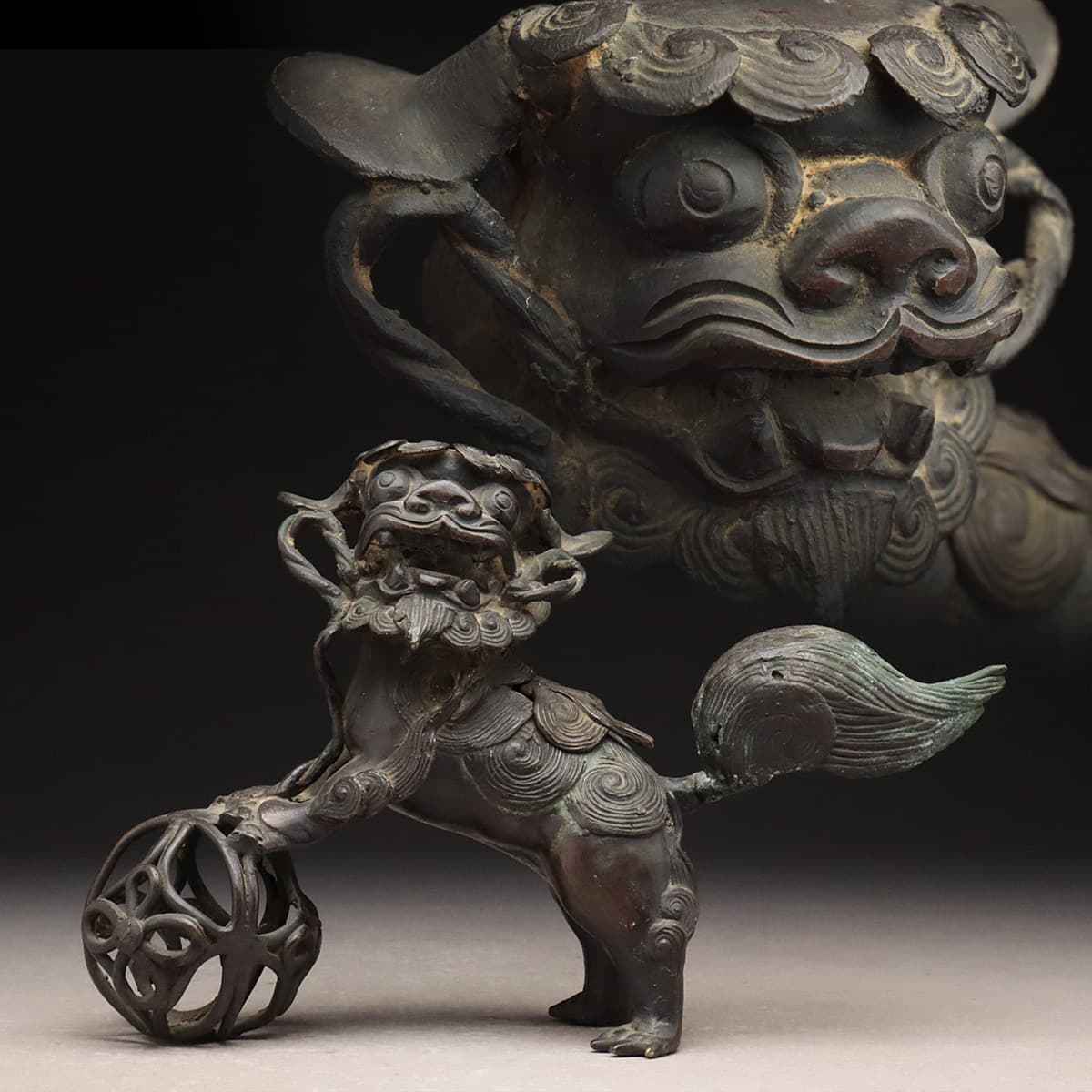 高岡銅器 香炉 喜泉堂 銅 獅子 - 古銅 親子獅子香炉 Yahoo