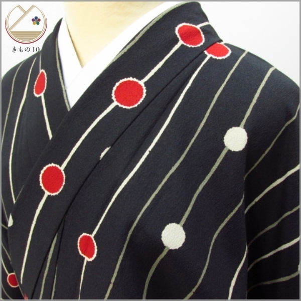 人気SALE，人気 着物10 1円 化繊 小紋 hiromichi nakano ヒロミチナカノ よろけ縞 水玉 袷 身丈165cm 裄68cm 同梱可(仕立て上がり)｜売買されたオークション情報、yahooの商品情報をアーカイブ公開 - オークファン 仕立て上がり