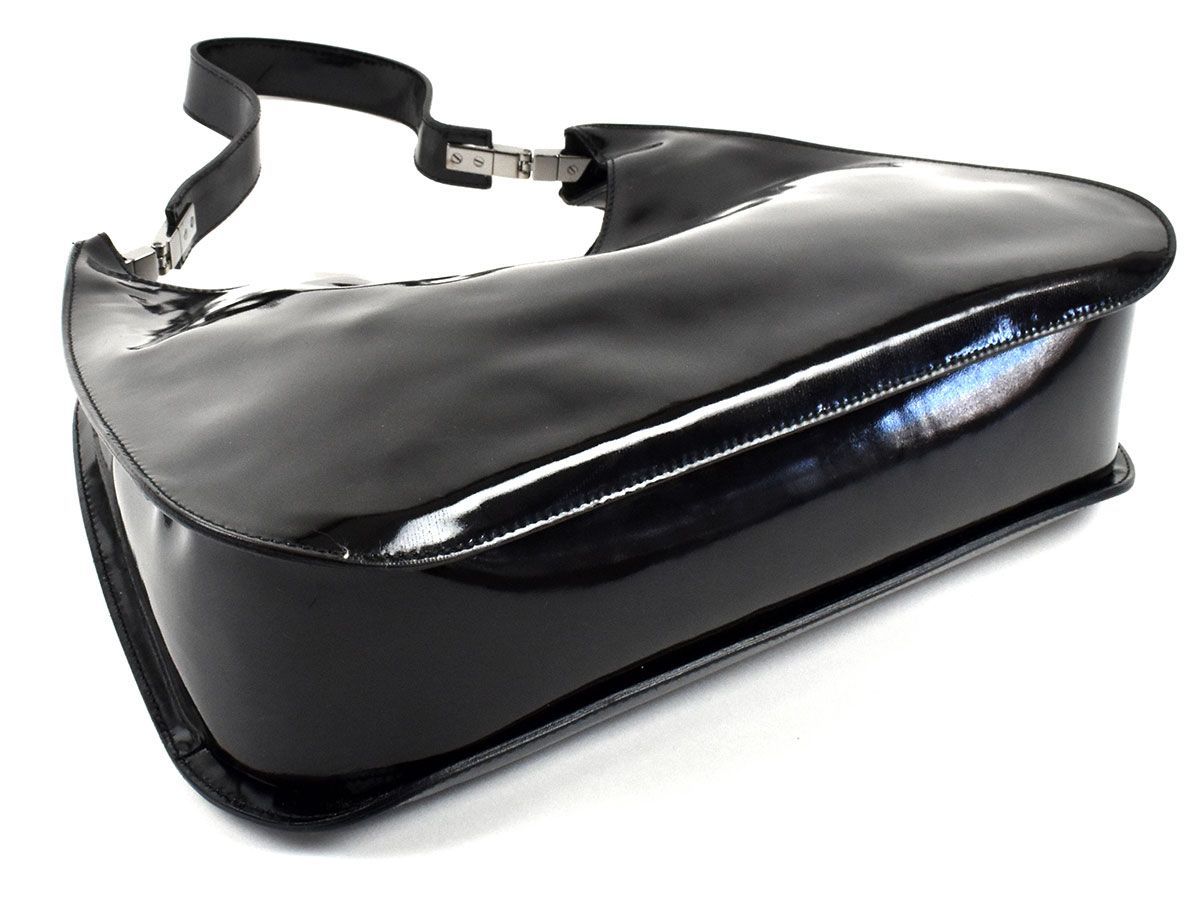 GUCCI グッチ ワンショルダーバッグ パテントレザー バンブー 黒