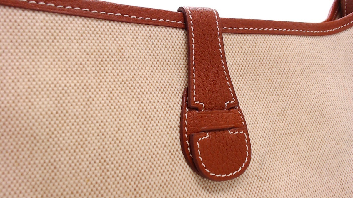 1円美品☆エルメス☆エブリンGM アンⅠ キャンバス×レザー ショルダー 