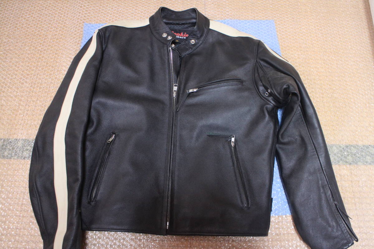 Rookie Leathers 本革ライダース　3L　美品　中綿なし　パットなし　牛革　ブラック