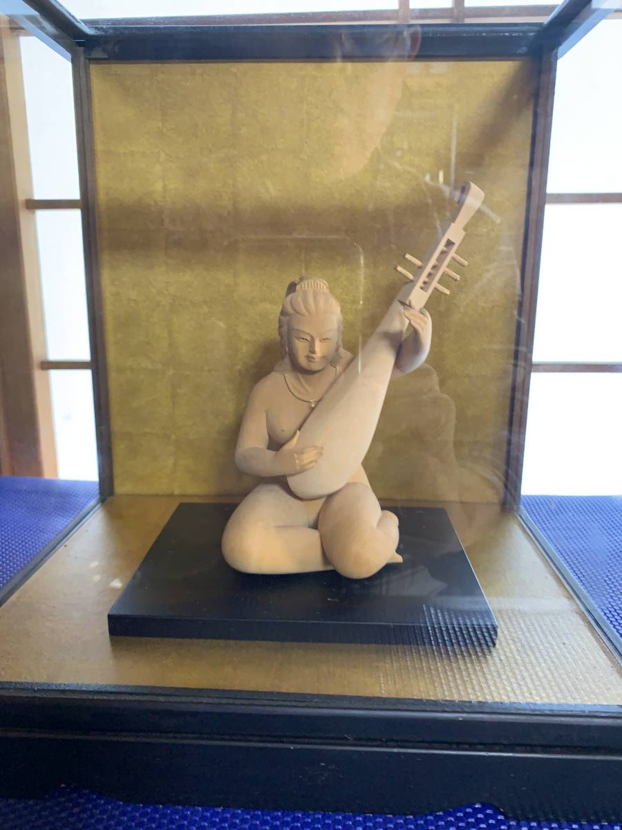 独法師】秘宝裸弁天 ガラスケース付き 弁財天像（木彫） 家宝縁起物
