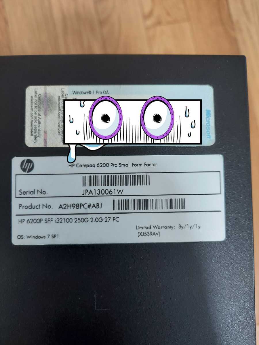 HP Compaq 6200 Pro Core i3 Windows 7 Pro 8GB/500GB HDD リカバリ 