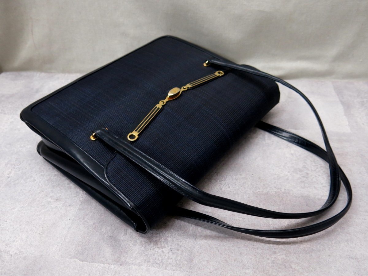 ●超美品●COMTESSE コンテス● ホースヘアー 馬毛●ハンド バッグ●ネイビー 紺●肩掛け 腕掛け●B5 収納 OK●書類 かばん●Js23433