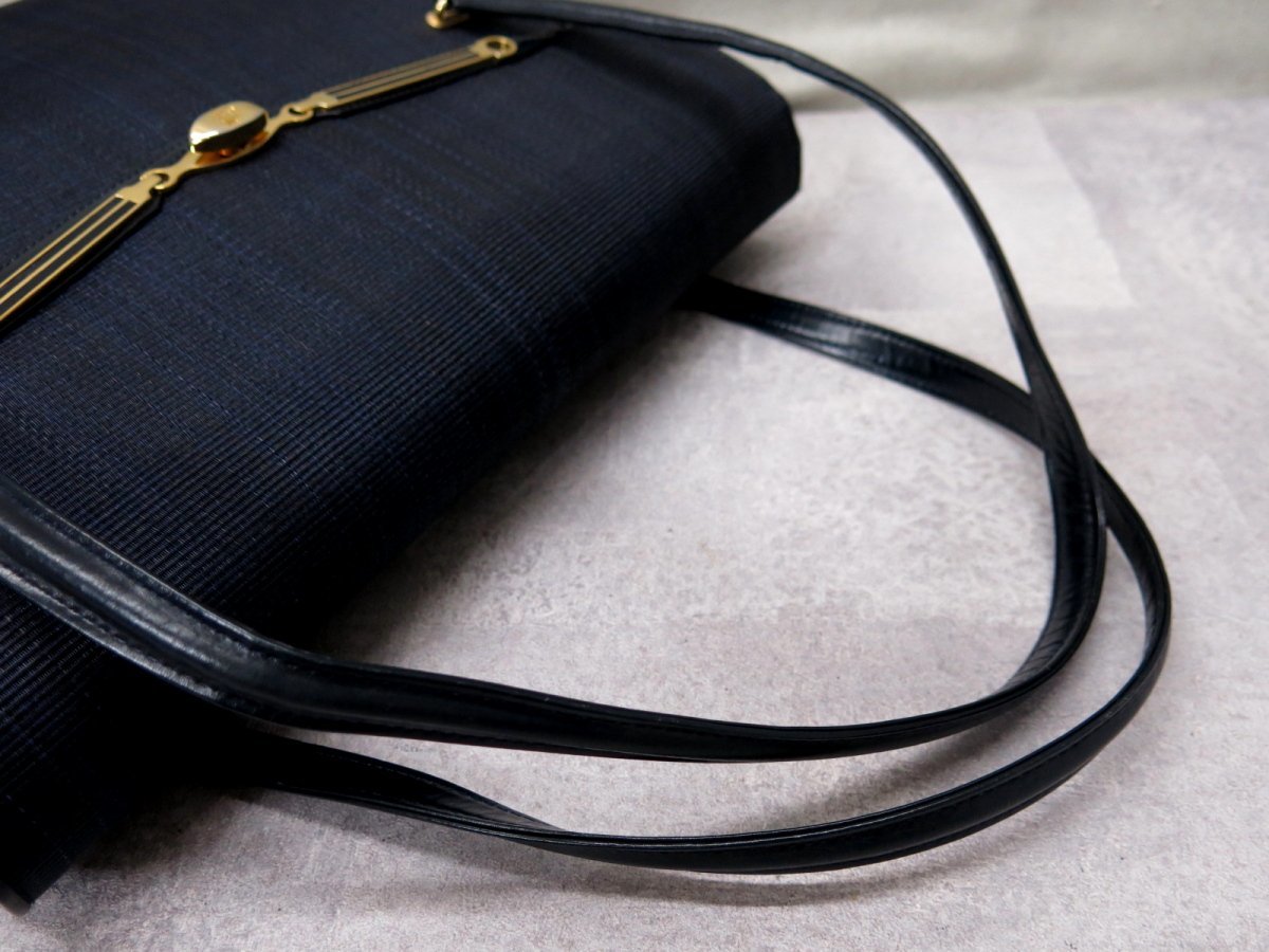 ●超美品●COMTESSE コンテス● ホースヘアー 馬毛●ハンド バッグ●ネイビー 紺●肩掛け 腕掛け●B5 収納 OK●書類 かばん●Js23433
