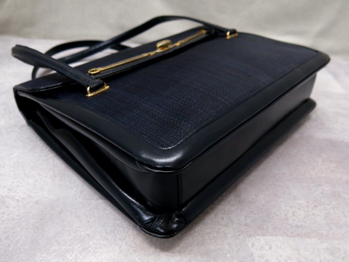 ●超美品●COMTESSE コンテス● ホースヘアー 馬毛●ハンド バッグ●ネイビー 紺●肩掛け 腕掛け●B5 収納 OK●書類 かばん●Js23433