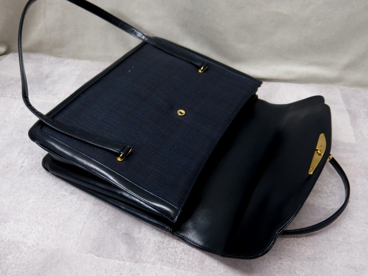 ●超美品●COMTESSE コンテス● ホースヘアー 馬毛●ハンド バッグ●ネイビー 紺●肩掛け 腕掛け●B5 収納 OK●書類 かばん●Js23433