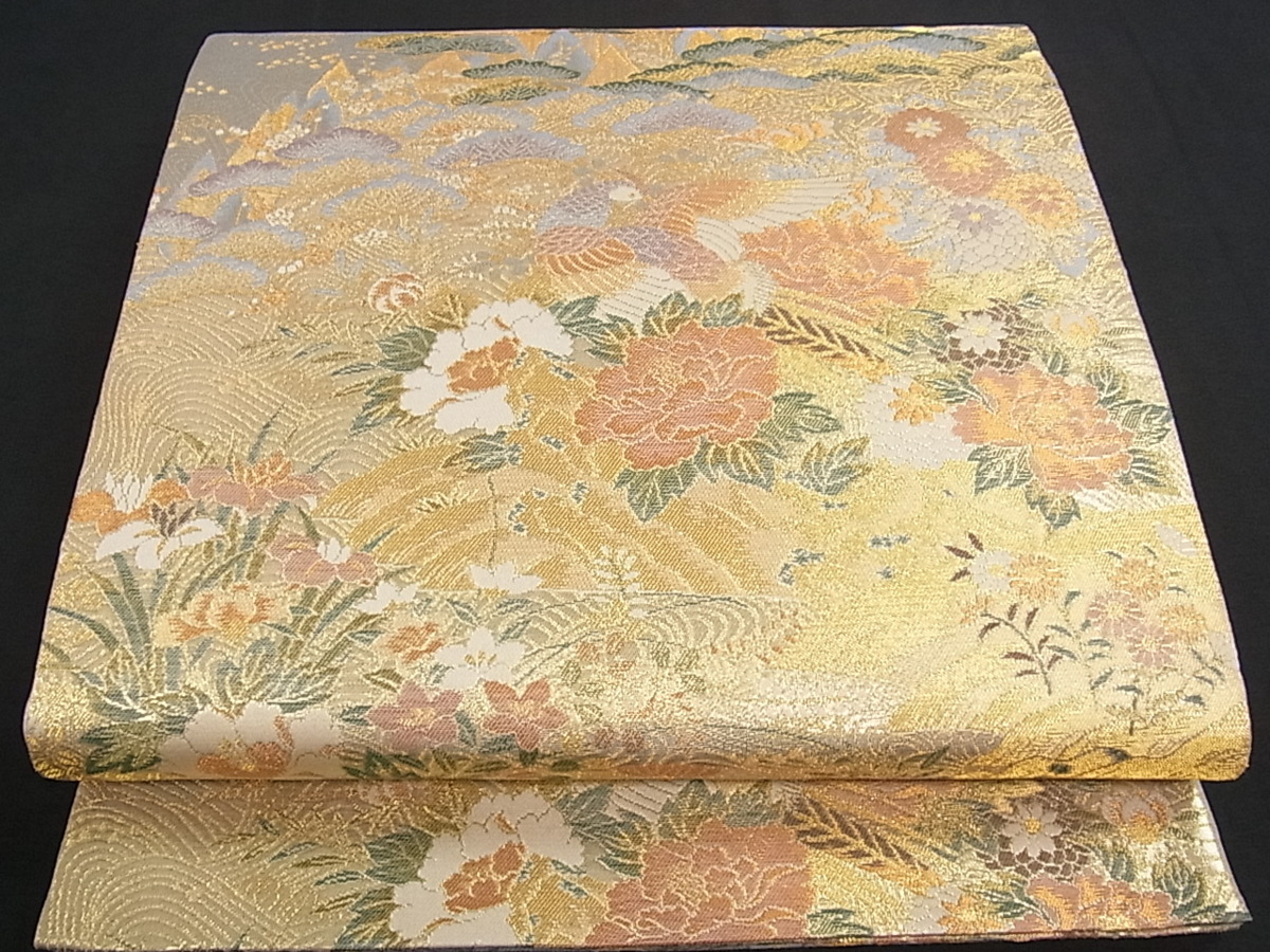 金糸 逸品 正絹 平和屋着物◎六通柄袋帯 平和屋2□六通柄袋帯 正倉院 