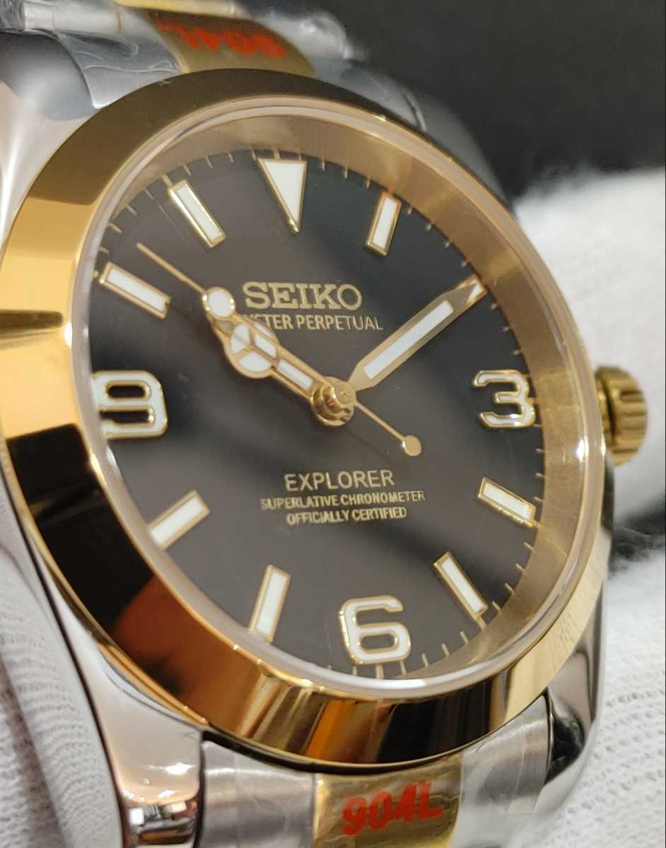 1円スタート SEIKO MOD エクスプローラ1 コンビ 金文字 こだわりハイ