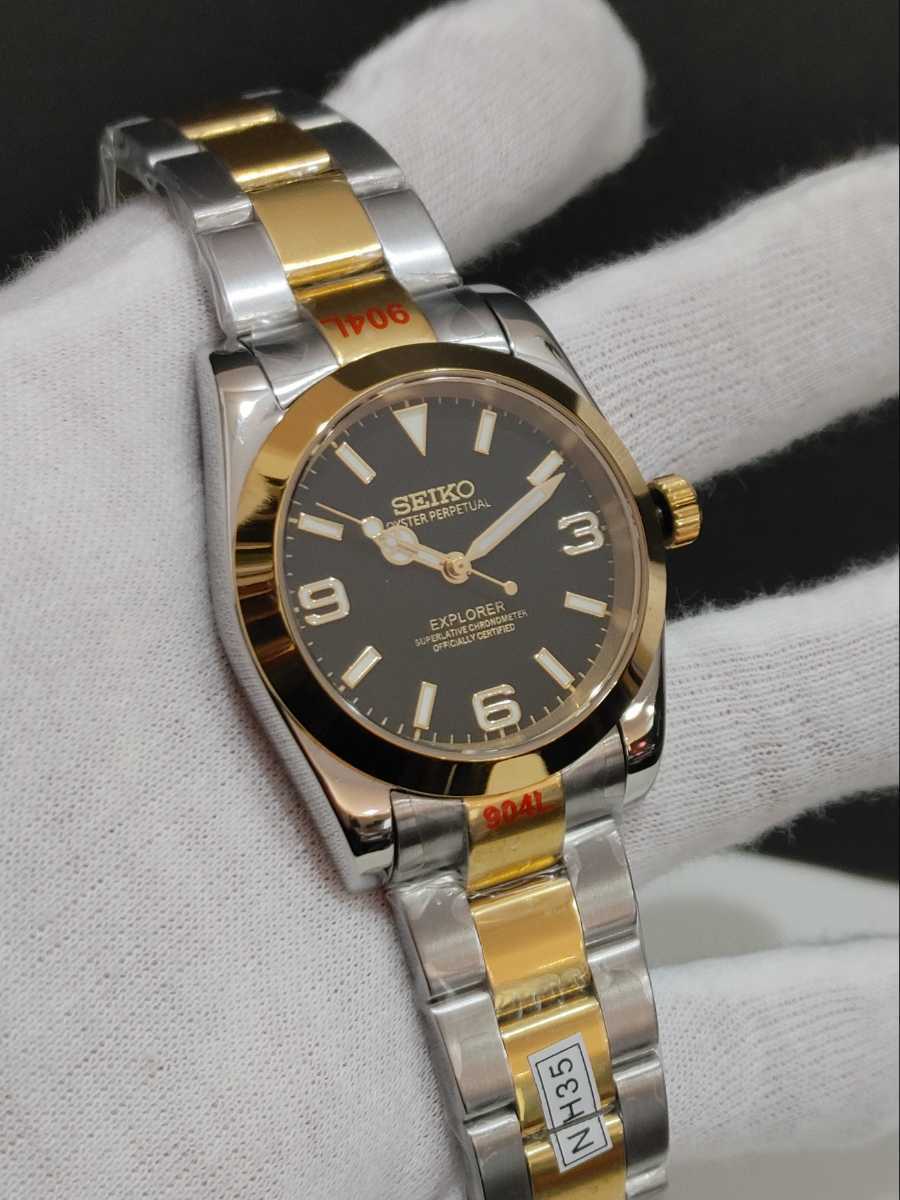 1円スタート SEIKO MOD エクスプローラ1 コンビ 金文字 こだわりハイ