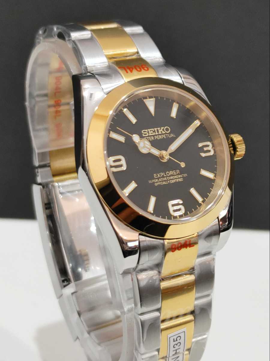 1円スタート SEIKO MOD エクスプローラ1 コンビ 金文字 こだわりハイ