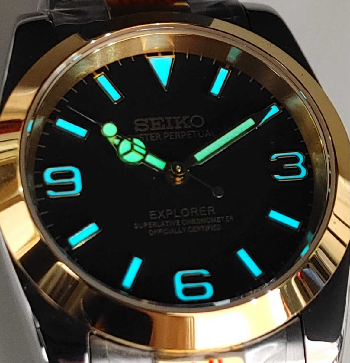 1円スタート SEIKO MOD エクスプローラ1 コンビ 金文字 こだわりハイ