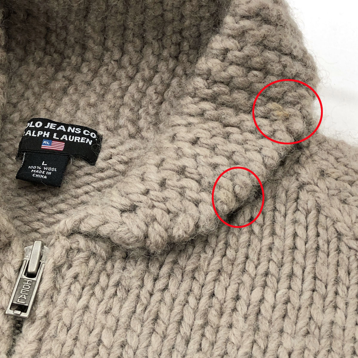 POLO JEANS ラルフローレン カウチンニット 羊毛100% ジップアップ ◇POLO JEANS CO. ポロジーンズ ラルフローレン ジップアップカウチン
