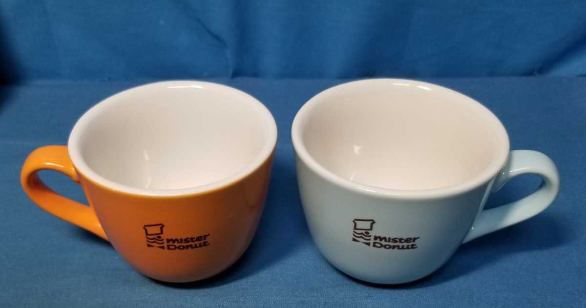 未使用非売品 ミスタードーナツ マグカップ オレンジ ブルー 陶器製