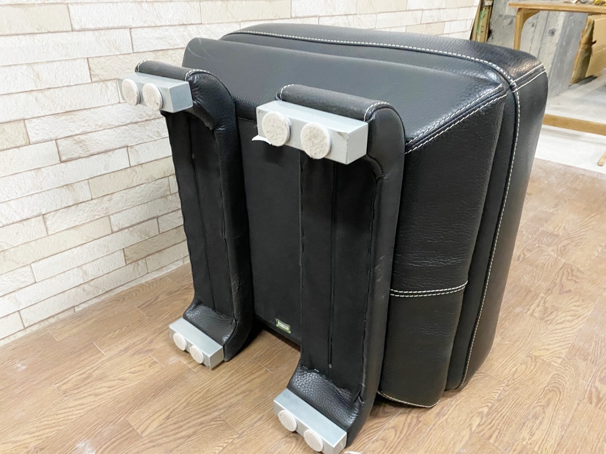 ○ IDC大塚家具 OTSUKA 本革 レザー オットマン スツール ダーク