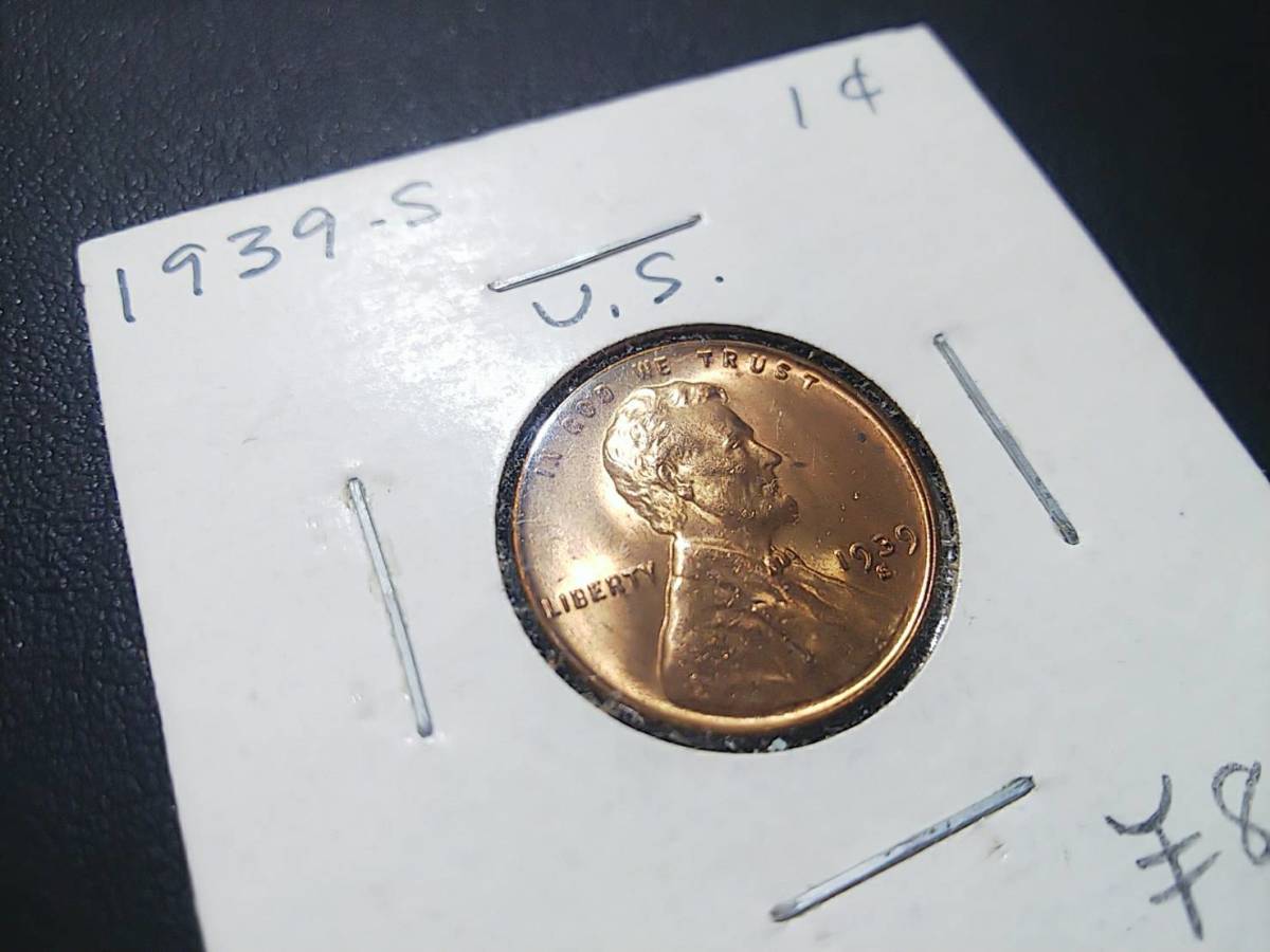 アメリカ 1939年 S 1セント リンカーンセント リンカーンホイート 麦 
