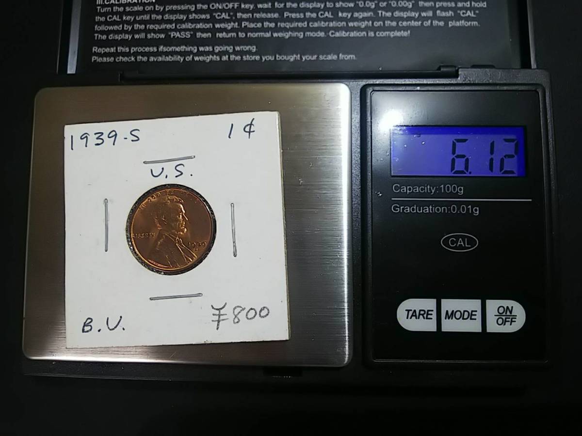アメリカ 1939年 S 1セント リンカーンセント リンカーンホイート 麦 