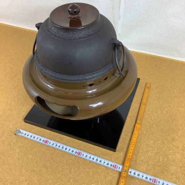 ほぼ未使用 茶道具 織部野々田商店製風炉型 電熱器増山馨鉄造鵬雲斎好