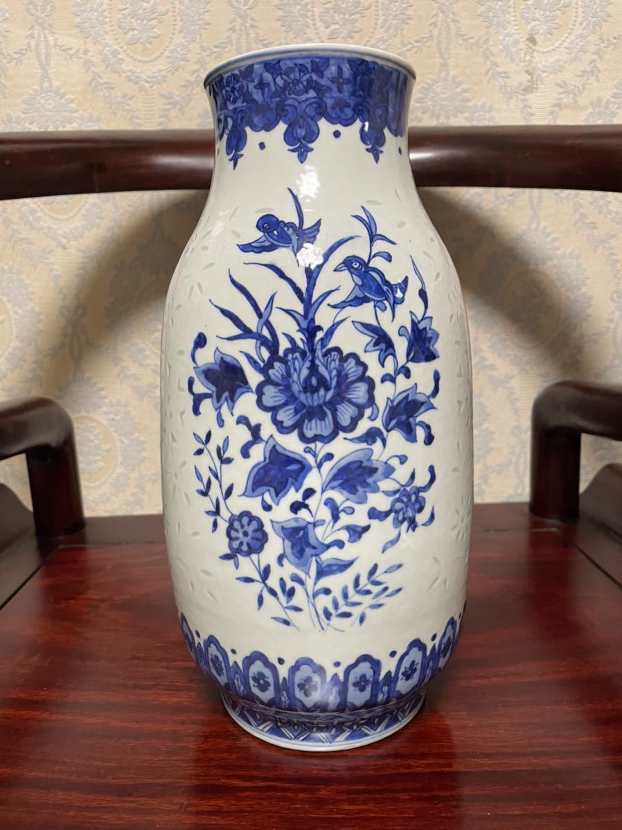 景徳鎮 | 中国美術 中国 花器 染付花瓶 青花博古文花瓶 郭文連 景徳鎮