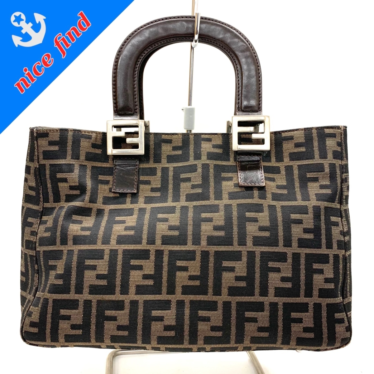 ◇フェンディ FENDI◇ズッカ柄 ハンドバッグ ブラウン系 キャンバス