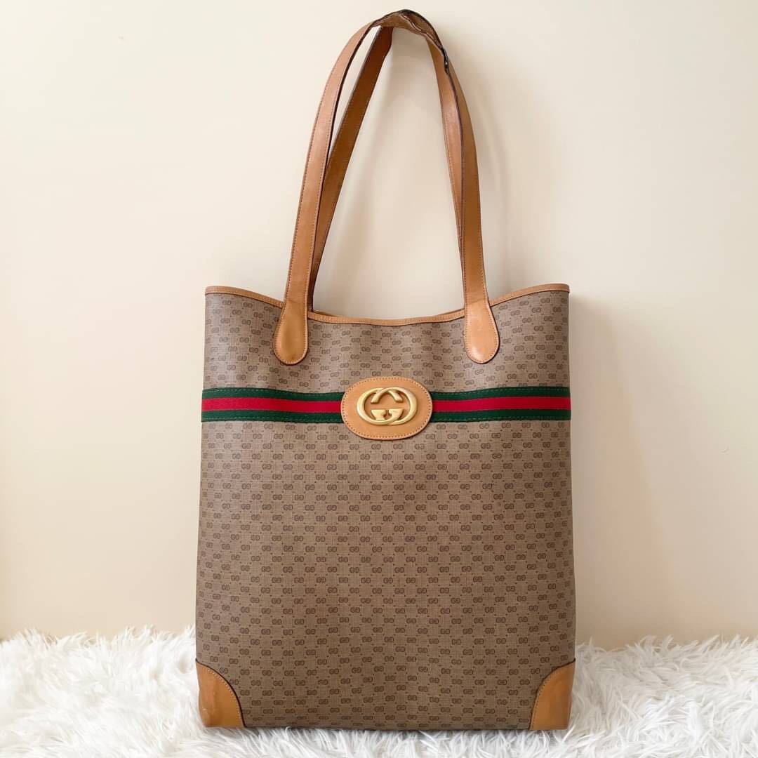 赤字超特価，安い 1円 至高の逸品 GUCCI グッチ トートバッグ ハンドバッグ 肩掛け シェリーライン インターロッキング GG PVC レザー オールドグッチ(オールドグッチ)｜売買されたオークション情報、yahooの商品 かばん、バッグ