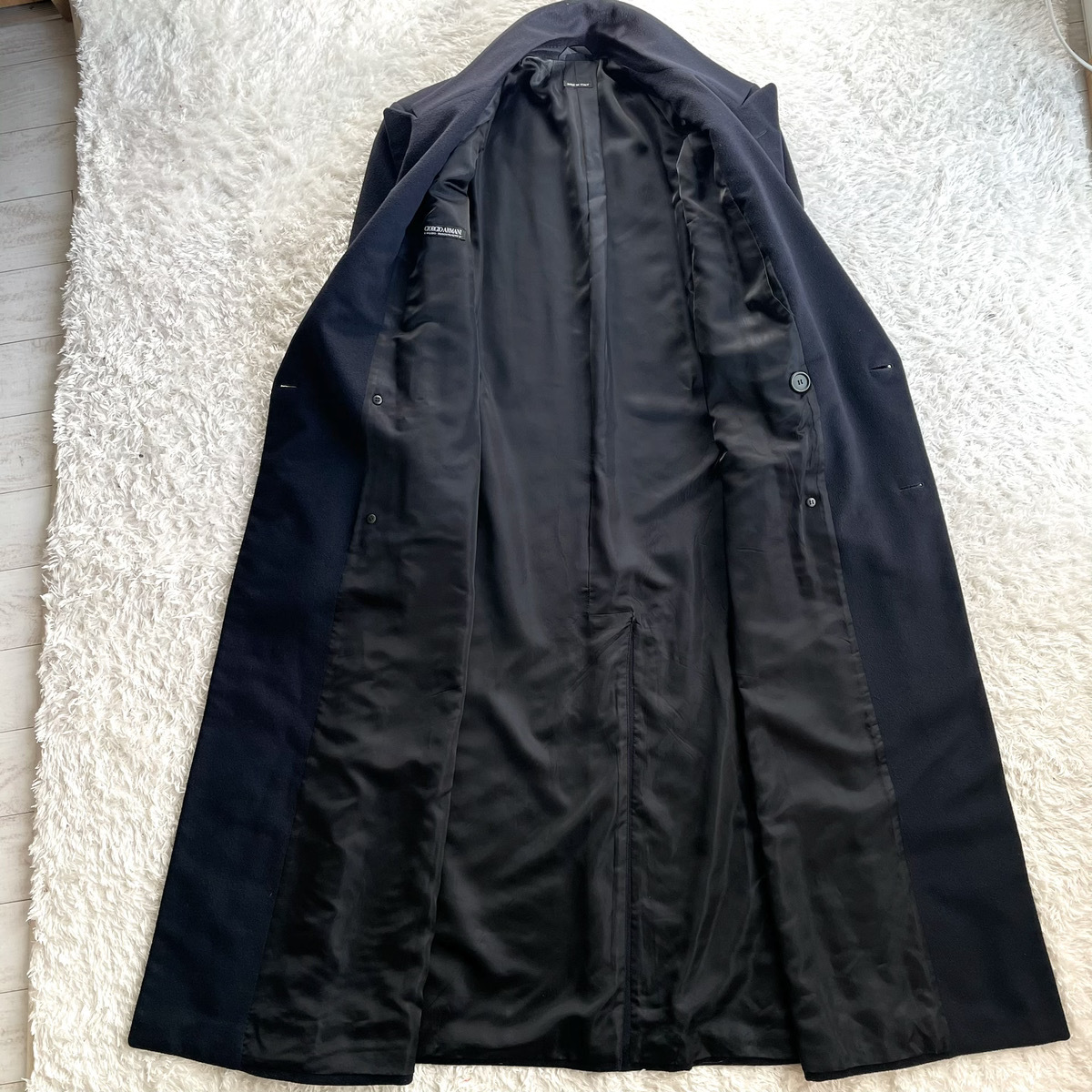 GIORGIO ARMANI 100％カシミヤ ブラック チェスターコート ジョルジオ 