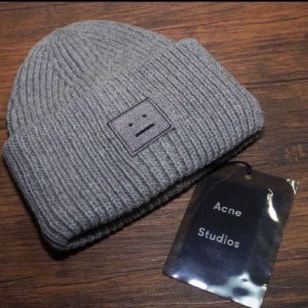acne studios ニット帽 新品 ライトグレー アクネ ビーニー メンズ