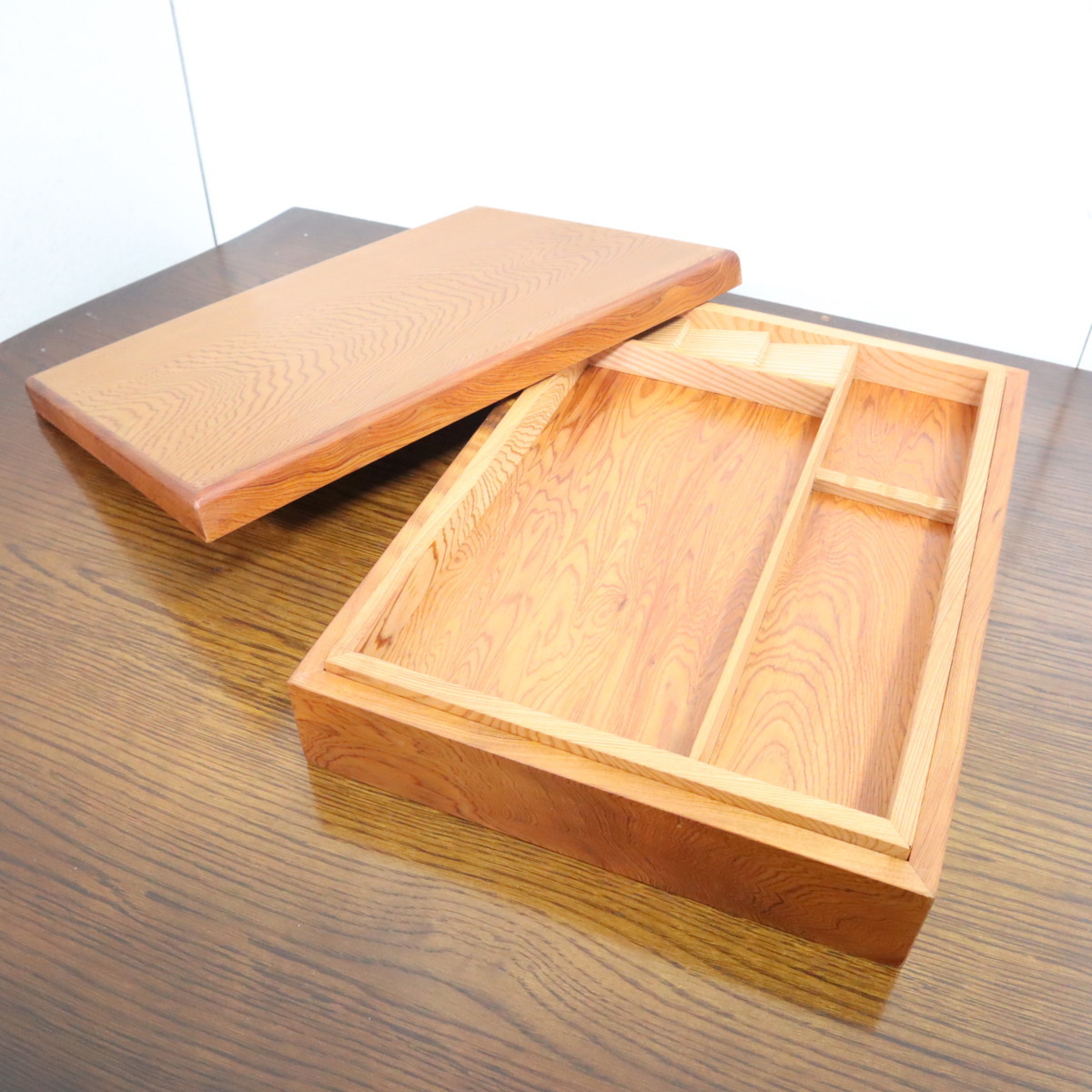 送料込み】屋久杉 二段文箱 筆箱 伝統工芸品 書道具 無垢 文房具 硯箱 