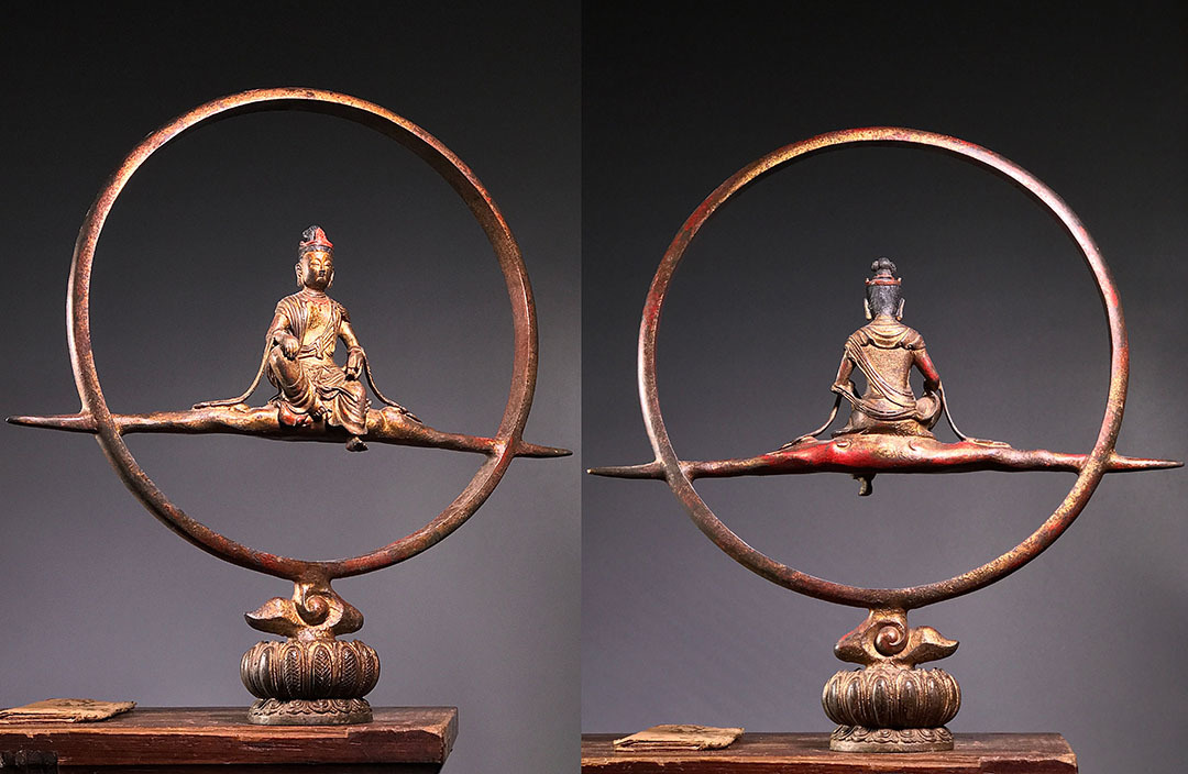 VR875☆極上珍品☆清代 銅塗金 観音 仏像 仏教美術・廃寺買取 金属工芸