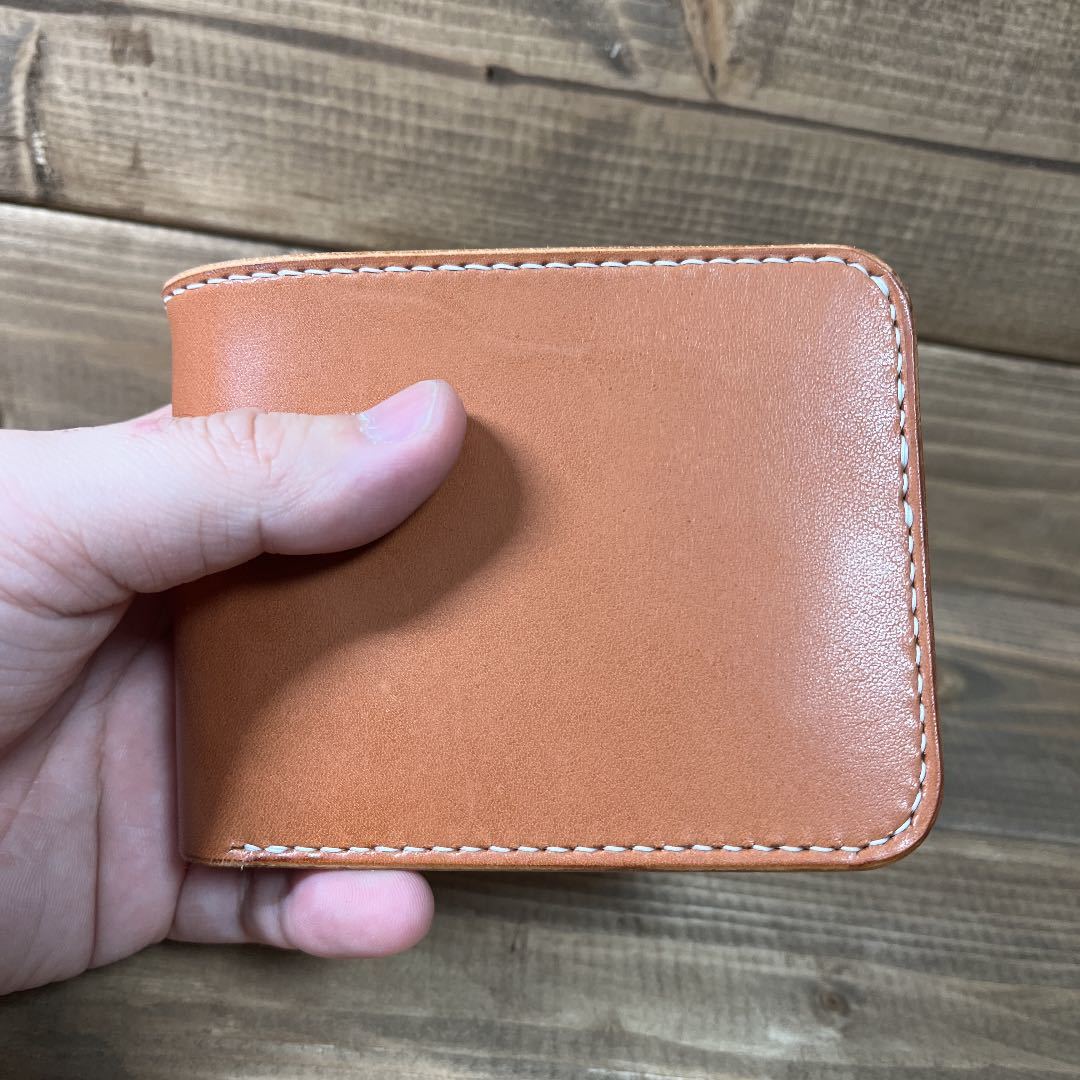 ハーフウォレット 二つ折り財布 栃木レザー サドルレザー ブラウン