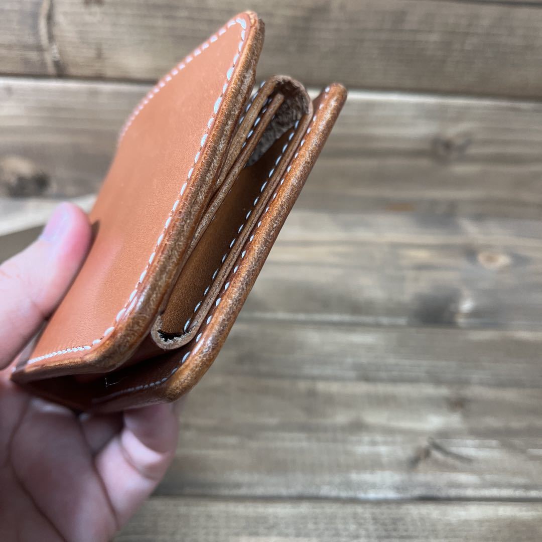 ハーフウォレット 二つ折り財布 栃木レザー サドルレザー ブラウン