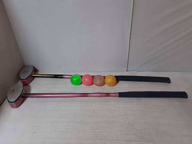 アシックス グラウンドゴルフ ハンマーバランス HAMMER BALANCE 80cm ピンク　2本　ケース・ボール付