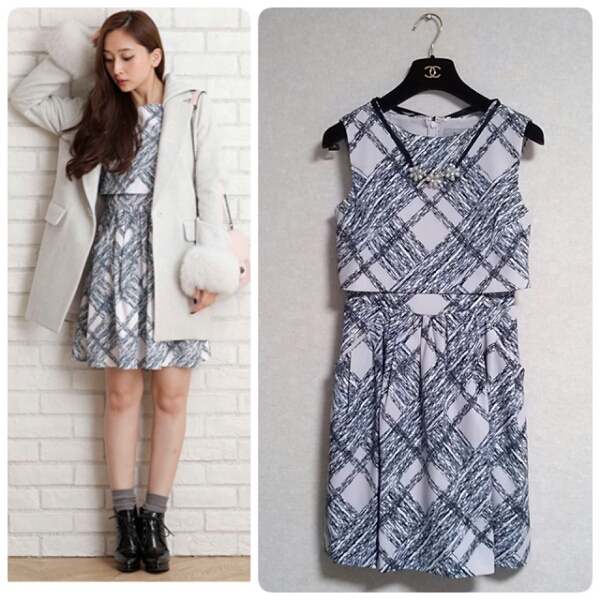 リランドチュール★手書きチェックワンピース★新品タグ付き