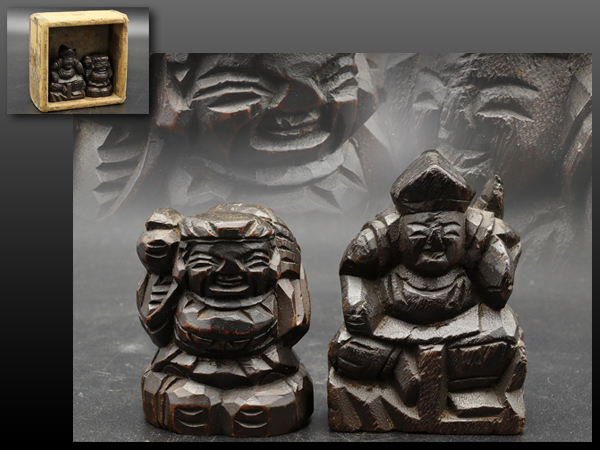  静岡 016X 明治期 大正期頃 升入り 恵比寿 大黒 木彫 置物 ia(東洋彫刻)｜売買されたオークション情報、yahooの商品情報をアーカイブ公開 - オークファン その他
