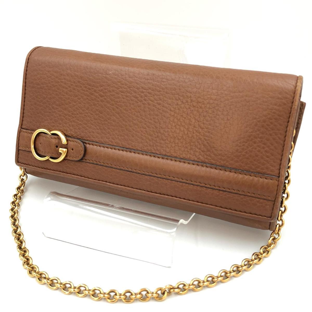 GUCCI グッチ チェーンウォレット ・サンド＆ブラウン レア美品 