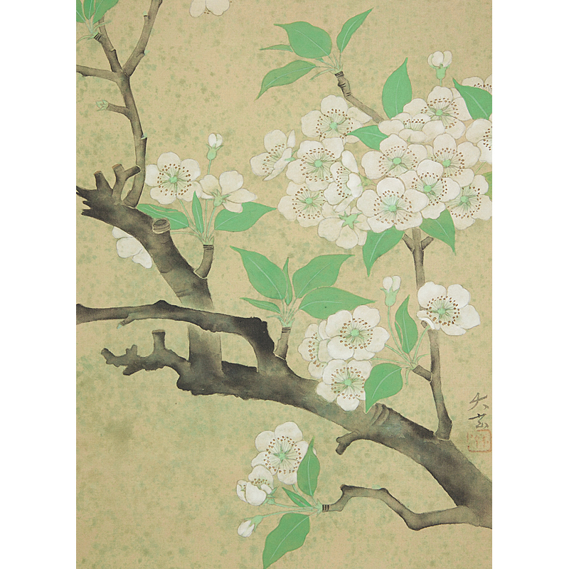 真作】掛軸書画花逸品N66