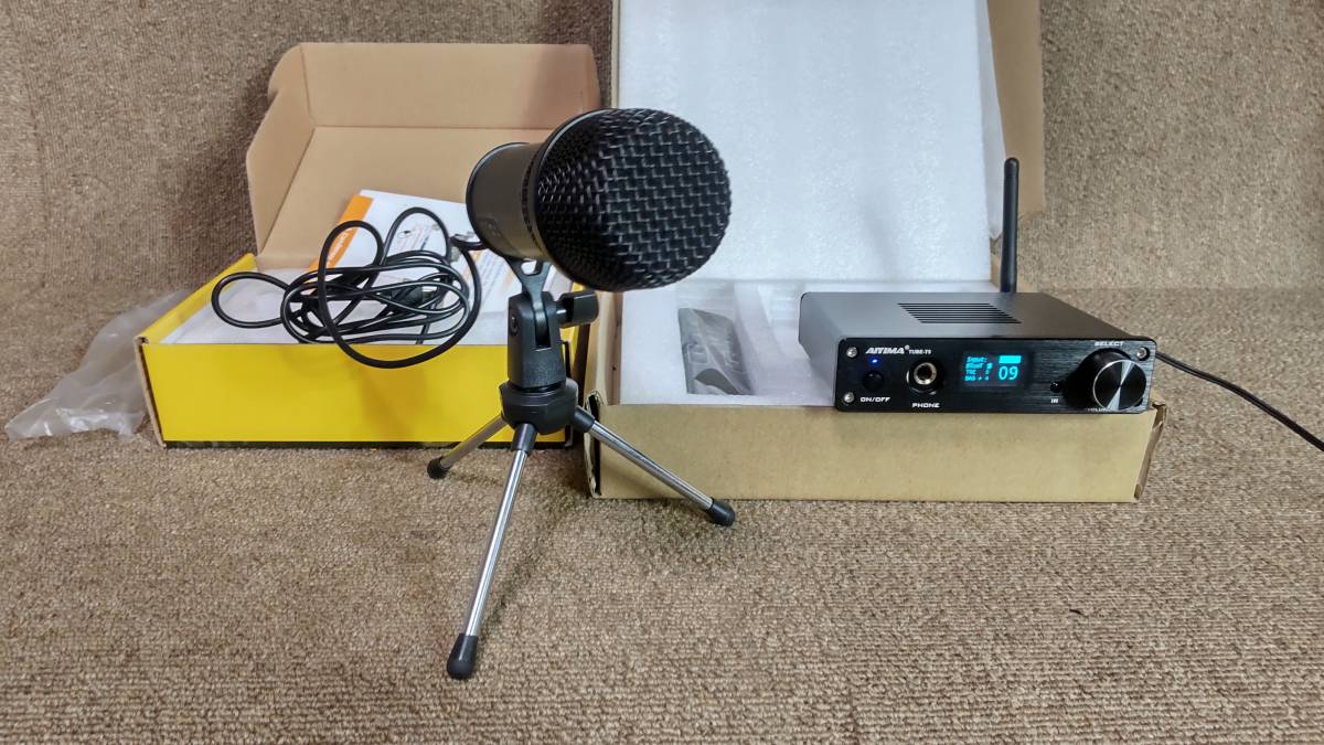AIYIMA TUBE-T5 Bluetooth　 真空管6K4内蔵USBプリアンプ　　＋　トヨバンク　USBマイク　　BM-858　 AIYIMA Amplifier T5 気軽にポン置き出来る真空管ハイブリッドアンプ OPENBOX プリアンプ