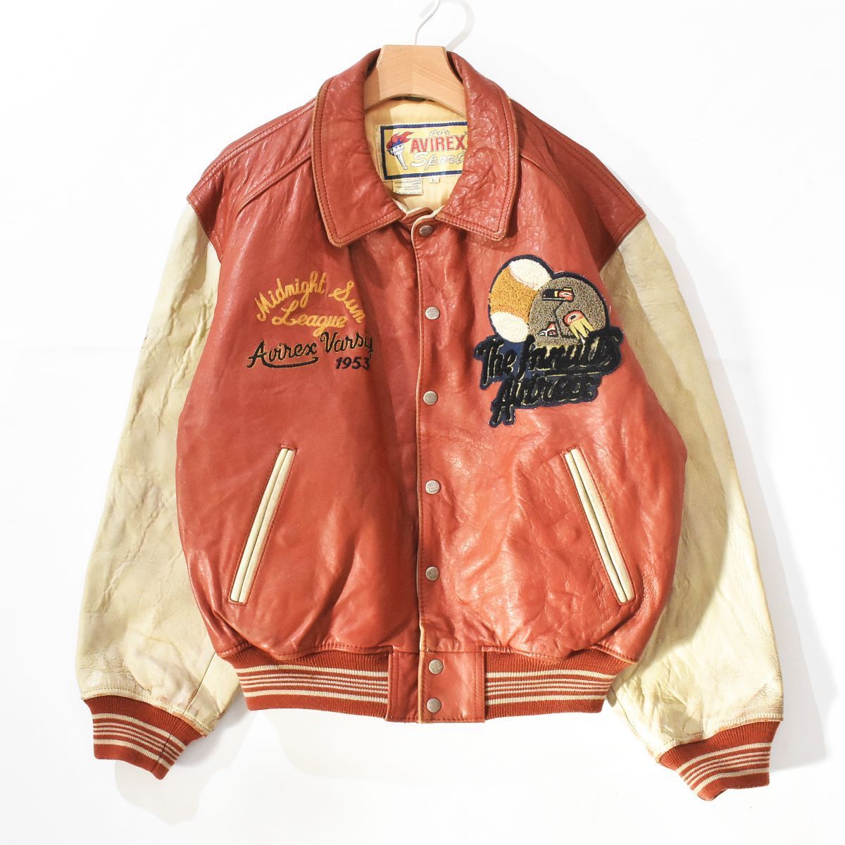 AVIREX バーシティ レザー ジャケット 虎刺繍 L アヴィレックス