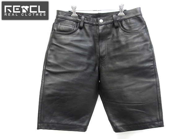 JOHNBULL/ジョンブル HIDE-STUFF レザーハーフパンツ 黒/32 JOHN BULL