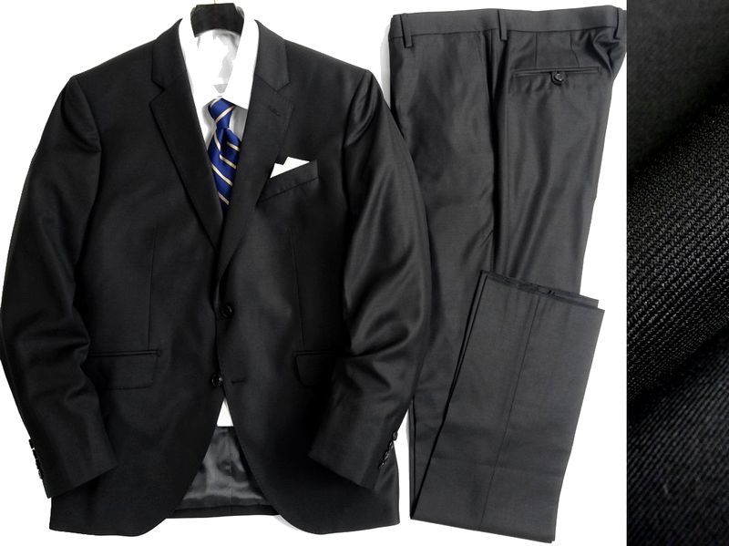■HACKETT LONDON ハケット 新品 定価8.6万 大きいサイズ 上質ウールツイル ジャケット パンツ スーツ HM422152 999  44R ▲055▼bus6408c