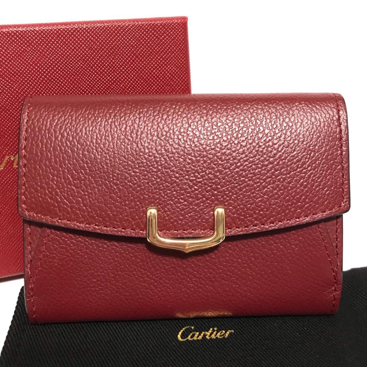 低価，得価 CARTIER カルティエ Ｃ ドゥ カルティ ミニウォレット レザー ボルドー&times;ゴールド カラー 小銭入れ カードケース(服飾小物)｜売買されたオークション情報、yahooの商品情報をアーカイブ公開 服飾小物