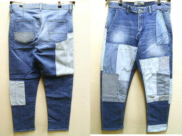 即決[W34]美品 FDMTL 刺し子 パッチワーク ストレッチ スウェット 
