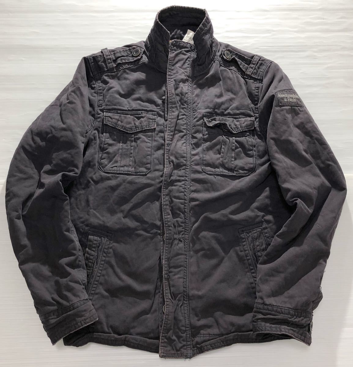  未着用 Abercrombie&Fitch アバクロンビー&フィッチ アバクロ ロゴ刺繍 ユーズド加工 中綿入 ミリタリー ジャケット ダークグレー XL(XLサイズ以上)｜売買されたオークション情報、yahooの商 男性用