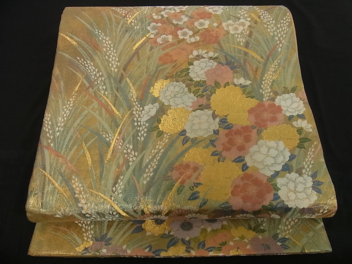 花美人着物□西陣 となみ織物謹製 六通柄袋帯 となみ帯 本加賀友禅作家  